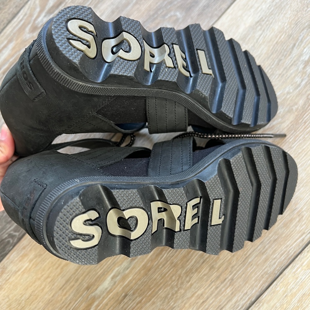 Sorel platform wedge Black Women's Sandals sz 8 EUC - Picture 6 of 8